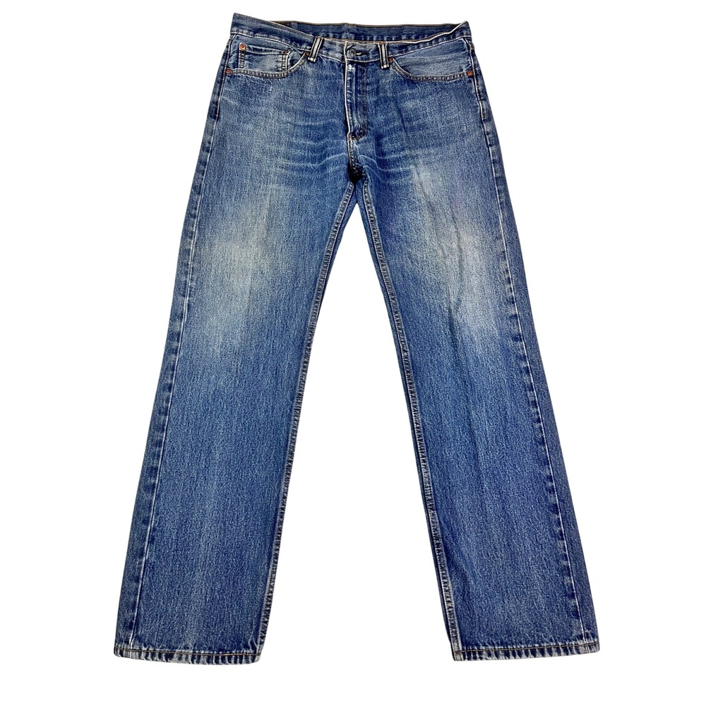 Levis 505 Original Fit Straight Leg Medium Wash Blue Denim Jeans Mens 36x33*